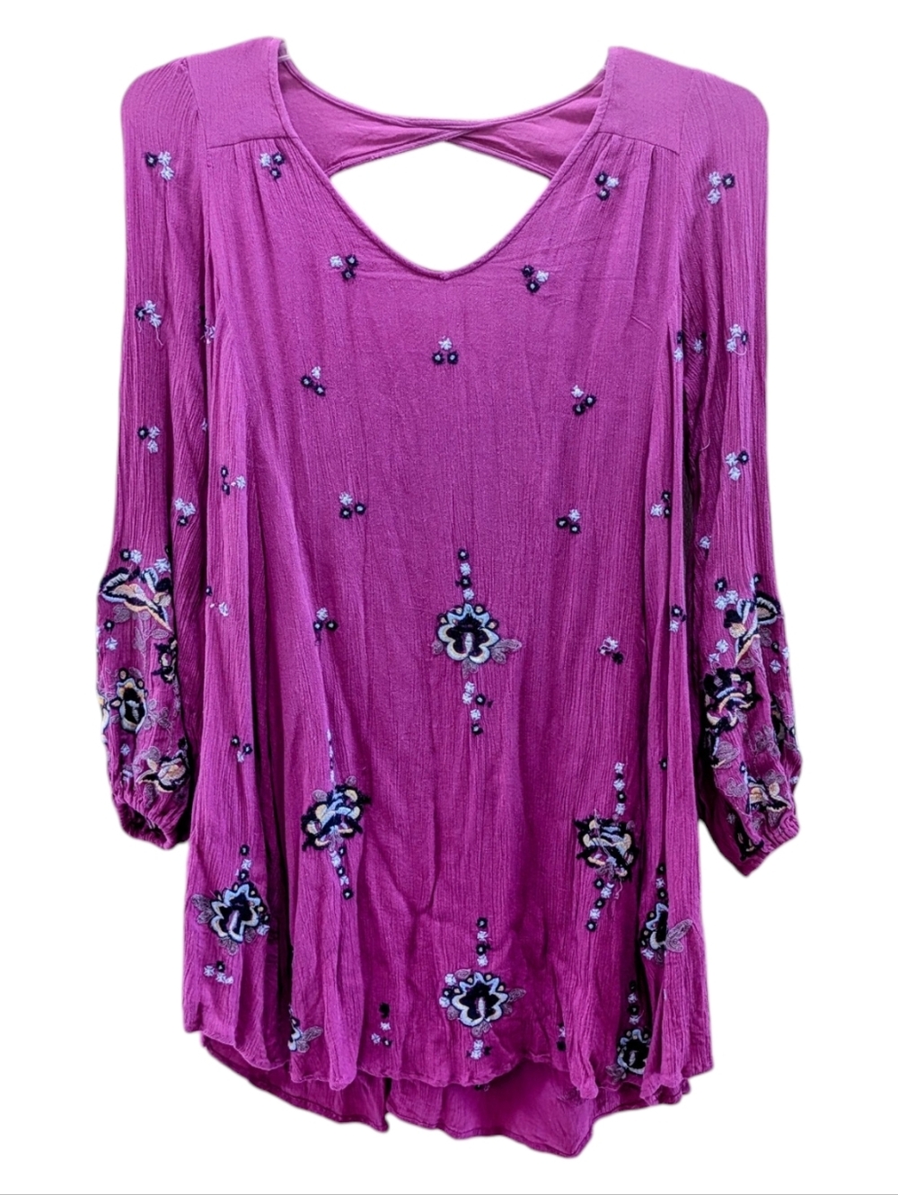 Free People Oxford Purple Dress Embroidered XS